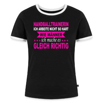 Handball Handballtrainerin Geschenk Handballerin - Frauen Kontrast-T-Shirt - Schwarz/Weiß - Vorne - Selfina (174cm)