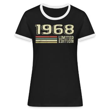 Nées en 1968 anniversaire 1968 Vintage 1968 - T-shirt contrasté Femme - noir/blanc - Devant - Selfina (174cm)