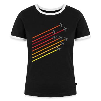 fliegen - Frauen Kontrast-T-Shirt - Schwarz/Weiß - Vorne - Selfina (174cm)