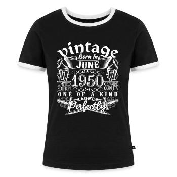 1950 Juni 1950 Jahrestag Juni 1950 Juni - Frauen Kontrast-T-Shirt - Schwarz/Weiß - Vorne - Selfina (174cm)
