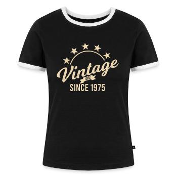 Vintage 1975 anniversaire année de naissance coquillage rétro - T-shirt contrasté Femme - noir/blanc - Devant - Selfina (174cm)