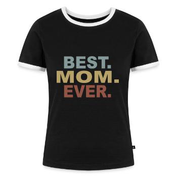 Maman Cadeau Fête des Mères - T-shirt contrasté Femme - noir/blanc - Devant - Selfina (174cm)