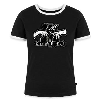 Gotische Kreation - Frauen Kontrast-T-Shirt - Schwarz/Weiß - Vorne - Selfina (174cm)