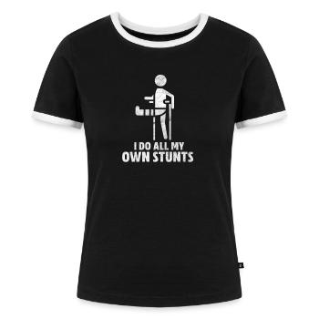 Beinbruch - Frauen Kontrast-T-Shirt - Schwarz/Weiß - Vorne - Selfina (174cm)