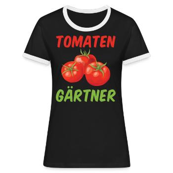 Tomaten Gärtner Gemüsegärtner Gärtner Tomate - Frauen Kontrast-T-Shirt - Schwarz/Weiß - Vorne - Selfina (174cm)