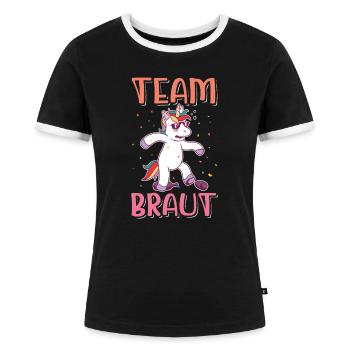Team Braut Junggesellinnenabschied Party Geschenk - Frauen Kontrast-T-Shirt - Schwarz/Weiß - Vorne - Selfina (174cm)