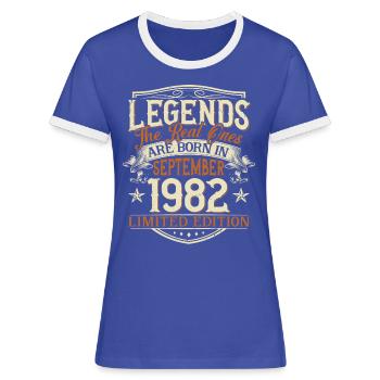 Septembre 1982 Anniversaire de naissance - T-shirt contrasté Femme - bleu/blanc - Devant
