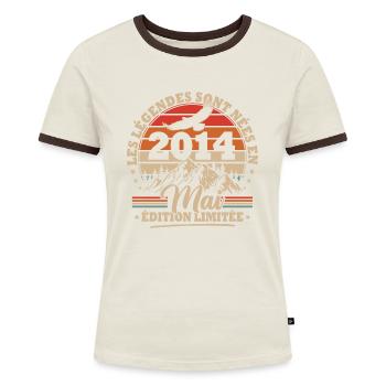 Vintage Cadeau Anniversaire Nées En Mai 2014 - T-shirt contrasté Femme - bleu/blanc - Devant