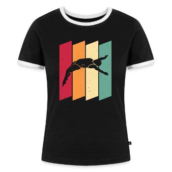 Diving Divers - Women's Ringer T-Shirt - black/white - Front - Selfina (174cm)