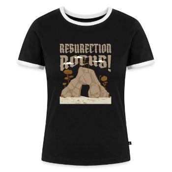 Christ Christentum Grab - Frauen Kontrast-T-Shirt - Schwarz/Weiß - Vorne - Selfina (174cm)