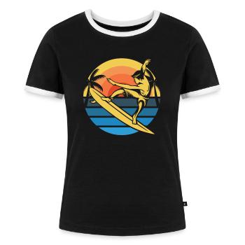 Surfer Surfen - Frauen Kontrast-T-Shirt - Schwarz/Weiß - Vorne - Selfina (174cm)