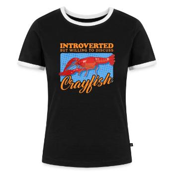 Flusskrebs Edelkrebs Meeresfrüchte Geschenk - Frauen Kontrast-T-Shirt - Schwarz/Weiß - Vorne - Selfina (174cm)