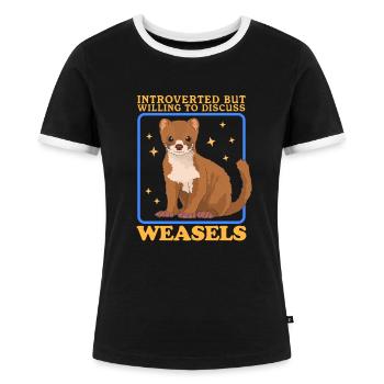 Weasel Mouse Weasel Dwarf Weasel Gift - Women's Ringer T-Shirt - black/white - Front - Selfina (174cm)
