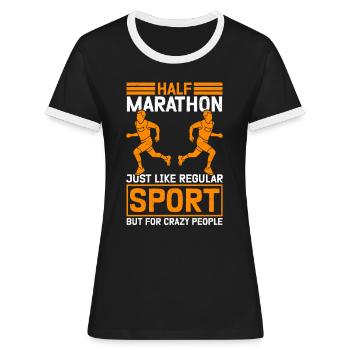 Coureur de semi-marathon Cadeau de semi-marathon - T-shirt contrasté Femme - noir/blanc - Devant - Selfina (174cm)