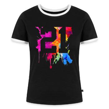 21 JAHRE 21. GEBURTSTAG - Frauen Kontrast-T-Shirt - Schwarz/Weiß - Vorne - Selfina (174cm)