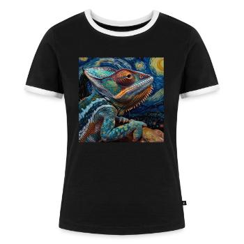 Chamäleon - Frauen Kontrast-T-Shirt - Schwarz/Weiß - Vorne - Selfina (174cm)