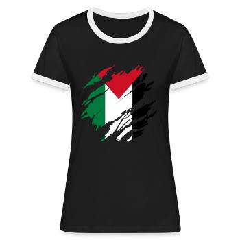 Gaza Palestine Drapeau palestinien - T-shirt contrasté Femme - noir/blanc - Devant - Selfina (174cm)