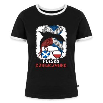 Polska dziewczyna Polish Girl Poland Scotland - Women's Ringer T-Shirt - black/white - Front - Selfina (174cm)