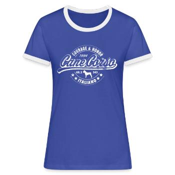 Cane Corso - Frauen Kontrast-T-Shirt - Blau/Weiß - Vorne