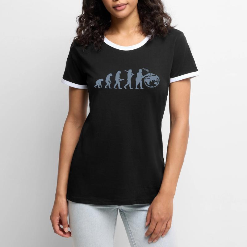 Evolution planete terre monde évolution T-shirt contrasté Femme