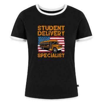 Busman - Women's Ringer T-Shirt - black/white - Front - Selfina (174cm)