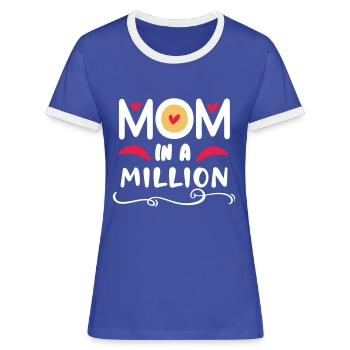 Mom in a million - Frauen Kontrast-T-Shirt - Blau/Weiß - Vorne