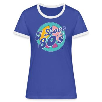 Retro 80s Era Vintage Eighties 80s - Women's Ringer T-Shirt - blue/white - Front