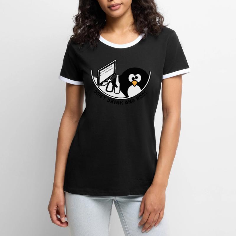 Linux Tux / dev / null T-shirt contrasté Femme
