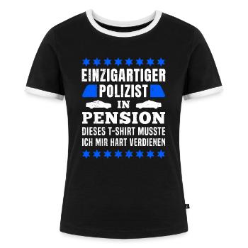 Polizist Pension Polizei Rente Rentner - Frauen Kontrast-T-Shirt - Schwarz/Weiß - Vorne - Selfina (174cm)