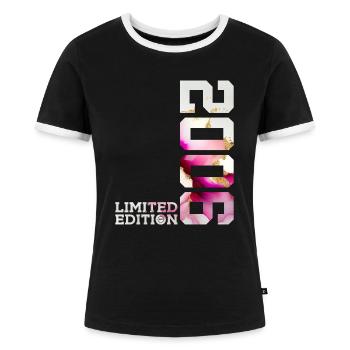 20. GEBURTSTAG 20 JAHRE LIMITED EDITION 2006 - Frauen Kontrast-T-Shirt - Schwarz/Weiß - Vorne - Selfina (174cm)