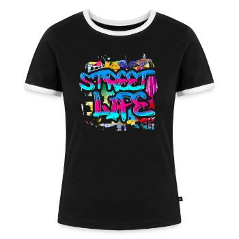 Graffiti Kunst - Frauen Kontrast-T-Shirt - Schwarz/Weiß - Vorne - Selfina (174cm)
