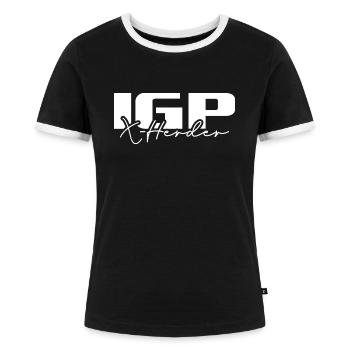 IGP X Herder Hundesport Hunde Wilsigns - Frauen Kontrast-T-Shirt - Schwarz/Weiß - Vorne - Selfina (174cm)