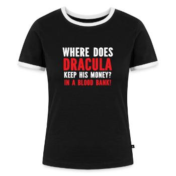 Halloween - Vrouwen contrastshirt - zwart/wit - Voor - Selfina (174cm)