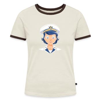 Segeln Segler Segelboot Segelbootfrauen - Frauen Kontrast-T-Shirt - Blau/Weiß - Vorne