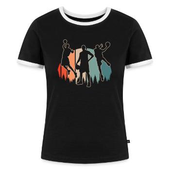Joueur de basket-ball - T-shirt contrasté Femme - noir/blanc - Devant - Selfina (174cm)