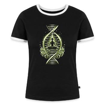 Yoga Its In My Dna - Frauen Kontrast-T-Shirt - Schwarz/Weiß - Vorne - Selfina (174cm)