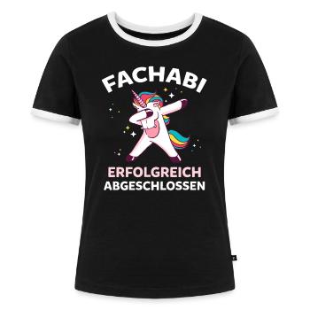 Dabbing Einhorn Fachabi Fachabitur Schulabschluss - Frauen Kontrast-T-Shirt - Schwarz/Weiß - Vorne - Selfina (174cm)