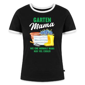 Garten Mama Lustiger Spruch Geschenk Damen - Frauen Kontrast-T-Shirt - Schwarz/Weiß - Vorne - Selfina (174cm)
