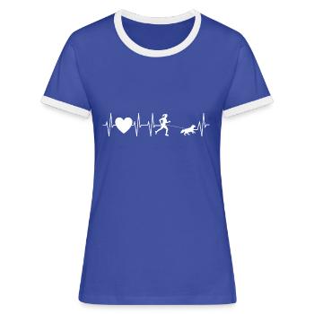 Herzschlag Geländelauf - Canicross - Hund - Frauen Kontrast-T-Shirt - Blau/Weiß - Vorne