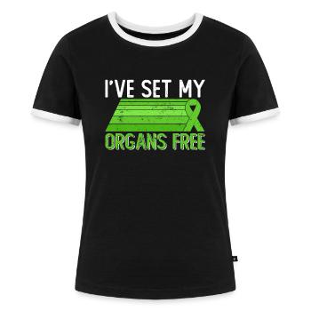 Organ Donor Organ Transplant Organ Donation - Women's Ringer T-Shirt - black/white - Front - Selfina (174cm)