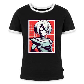 Style d’anime de dessin animé : Zombie Ghoul Girl - T-shirt contrasté Femme - noir/blanc - Devant - Selfina (174cm)