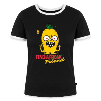 Find a Weird Friend: Cartoon Monsters - Women's Ringer T-Shirt - black/white - Front - Selfina (174cm)