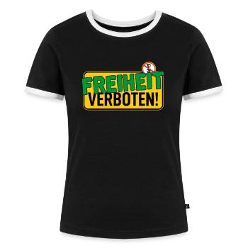 Shield: Freedom Forbidden - Women's Ringer T-Shirt - black/white - Front - Selfina (174cm)