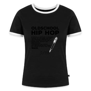 Old-school hip-hop takes back control - Women's Ringer T-Shirt - black/white - Front - Selfina (174cm)