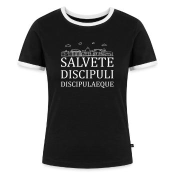 Professeur de latin Latin Langue Cadeau - T-shirt contrasté Femme - noir/blanc - Devant - Selfina (174cm)