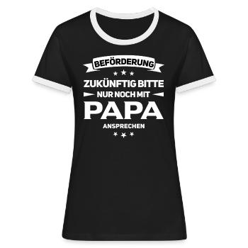Schwangerschaft verkünden Papa Baby Werdender Papa - Frauen Kontrast-T-Shirt - Schwarz/Weiß - Vorne - Selfina (174cm)