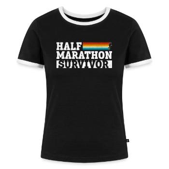 Survivant du semi-marathon - Coureur de semi-marathon - T-shirt contrasté Femme - noir/blanc - Devant - Selfina (174cm)