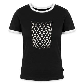 Hessischer Äppler, Apfelwein - Frauen Kontrast-T-Shirt - Schwarz/Weiß - Vorne - Selfina (174cm)
