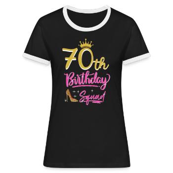 70 ans femmes 70 ans cadeau - T-shirt contrasté Femme - noir/blanc - Devant - Selfina (174cm)