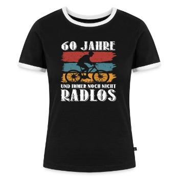 60 Geburtstag Fahrrad Bike Fahrradfahrer 60 Jahre - Frauen Kontrast-T-Shirt - Schwarz/Weiß - Vorne - Selfina (174cm)